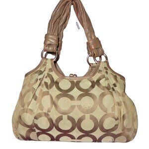 Coach 2008 Parker kisslock Brown Canvas & Leather Classic Hobo Handbag